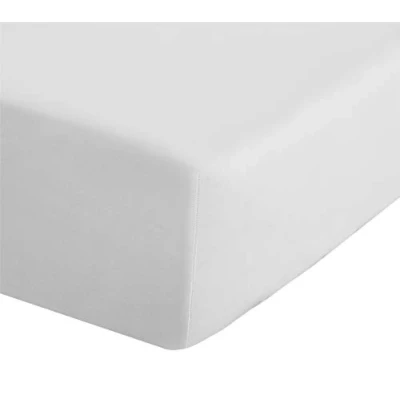Imagen de Catherine Lansfield Sábana Bajera Ajustable de percal Peinado para Cama Doble, Color Blanco