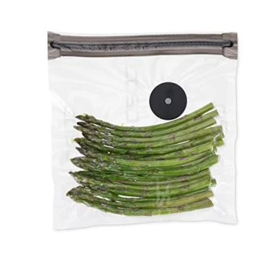 Imagen de Caso Vacu Bolsas con cremallera (20 x 23 cm, 20 bolsas, aptas para SousVide, sin BPA, 150 µm, especialmente fuertes, resistentes, reutilizables, sellador al vacío (mano) adaptador