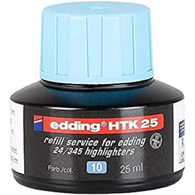 Imagen de Tinta de recambio edding HTK 25 azul claro ml con sistema capilar, ideal para rellenar forma limpia y sin complicaciones los resaltadores e 345 24