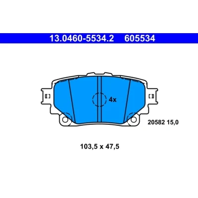 Imagen de ATE 13.0460 5534.2 Juego de pastillas freno no preparado para indicador desgaste, excl. contacto avisador desgaste TOYOTA: RAV4 V