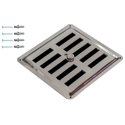 Imagen de Rejilla de Ventilación Ajustable Acero Inoxidable No Magnético, INOX AISI 316, Salida/Entrada Aire, Difusor Aire para Cocinas y Baños. (15 x 15 cm)