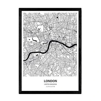 Imagen de Nacnic Poster con Mapa de London Reino Unido. Láminas Ciudades Unido Mares y ríos en Color Negro. Tamaño A3