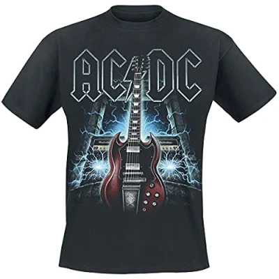 Imagen de AC/DC High Voltage Guitar Hombre Camiseta Negro M 100% algodón Regular