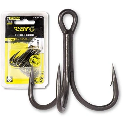 Imagen de #4/0 Black Cat Treble DG coating 5pcs Anzuelos para siluro
