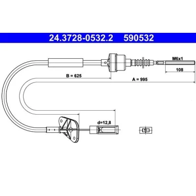 Imagen de ATE 24.3728 0532.2 Cable de Embrague FIAT: Panda II Hatchback