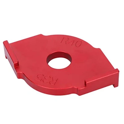 Imagen de Aluminio Mesa de Fresadora Carpinteria Esquina Radio Plantilla Panel Madera Rápido Brocas Ángulo Alta Precisión Localizador Carpintería Herramienta Rojo R35 R40