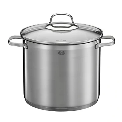 Imagen de Rösle Elegance Olla para Verduras/Fiestas, de Acero Inoxidable Calidad Cocinar Grandes Cantidades, 8 Litros, 18/10, con Escala Interna, Apta Inducción y Lavavajillas