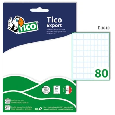 Imagen de Tico España 418246 E 1610 Etiquetas A5 blancas adhesivas escribible 16x10 mm, sobre de 10 hojas