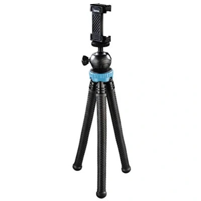 Imagen de Hama Trípode Flexpro para Smartphone, GoPro y cámaras de Fotos, Patas articuladas, Altura 27 cm, Negro/Azul