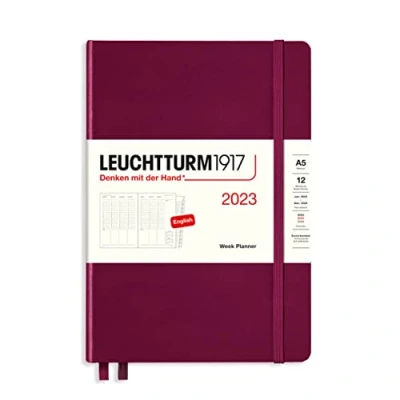 Imagen de LEUCHTTURM1917 365987 Agenda semanal tamaño mediano (A5) 2023, 12 meses, color rojo