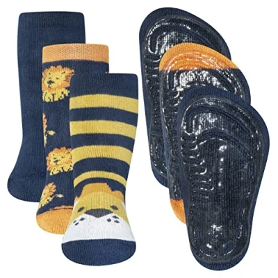 Imagen de EWERS paquete de 3 calcetines con tapón león SoftStep, suela para niños, goma, MADE IN GERMANY, pares antideslizantes talla 18 19