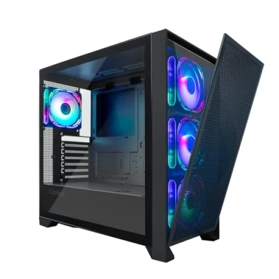 Imagen de CoolBox Caja de Ordenador Gaming ATX GE2000 DualView con Doble Frontal Intercambiable, 4 Ventiladores ARGB Incluidos, Compatible Refrigeración Líquida hasta 360mm. PC Gamer, Torre