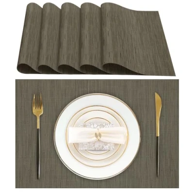 Imagen de Lumaca Manteles Individuales Lavables, Juego de 6 Salvamanteles (70% PVC, 30% Poliéster), Resistentes al Calor, Antideslizantes, para Mesa Cocina y Restaurantes,Gris Oliva