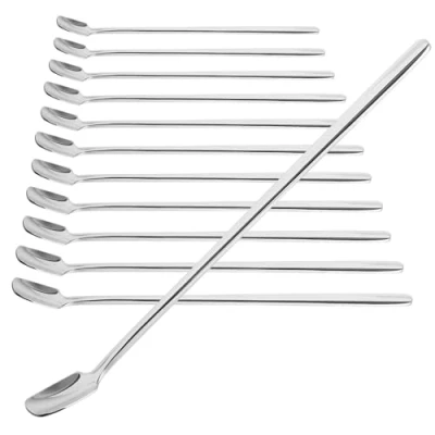 Imagen de COM FOUR® Juego de cucharas 12 piezas cuchara para mezclar con mango largo sobras café postre (12 mezcladoras 17cm)