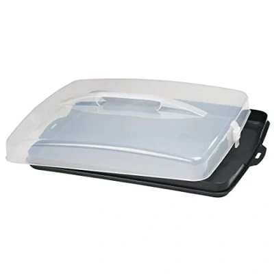 Imagen de Xavax Caja de Transporte Rectangular para Tartas, con Tapa y asa, Apta lavavajillas, Color Antracita Transparente