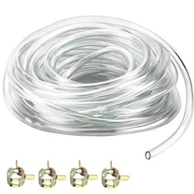 Imagen de Tubo Flexible de PVC 8mm x 11mm, Transparente 5m con 4 Abrazaderas Manguera para Agua Aire Gasolina