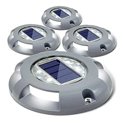 Imagen de Siedinlar Luces solares para terraza entrada muelle luz LED con energía solar al aire libre impermeables marcadores de carretera paso acera escalera jardín camino patio 4 unidades (blanco)