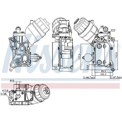 Imagen de NISSENS 91355 Radiador de aceite con alojamiento del filtro OPEL: Astra H GTC, J Hatchback, Hatchback