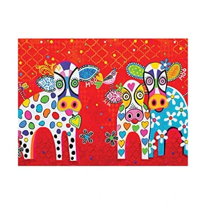 Imagen de Maxwell &amp; Williams Love Hearts Paño de Cocina con Diseño &quot;Happy Moo Day&quot; Vacas 100% Algodón, 50 x 70 cm Rojo