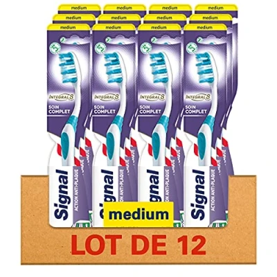Imagen de Signal Integral 8 Soin Complet Cepillo de dientes, dureza media, para una higiene Bucodental profunda, Reciclable (lote 12 unidades)