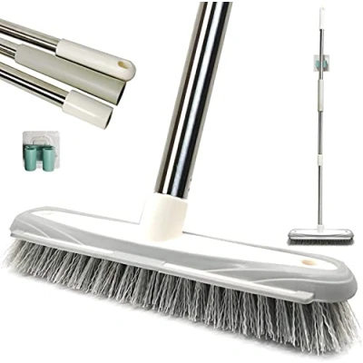 Imagen de IZSOHOME Escoba de Empuje, Limpieza baño cerdas rígidas, Cepillo para Interiores y Exteriores, Mango Largo Acero Inoxidable, 46,5 &quot;
