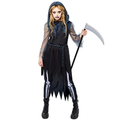 Imagen de amscan 9917943 Disfraz de Parca Halloween para mujer, multicolor, talla: 10 12