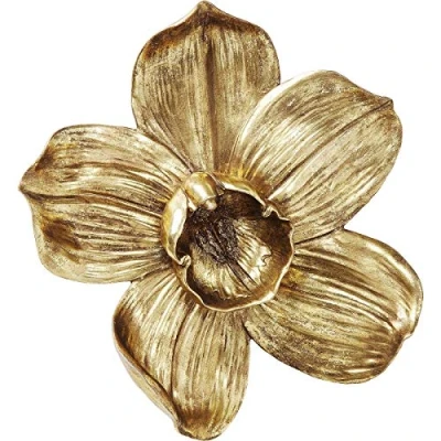 Imagen de Kare Design decoración mural Orquídea, oro, como motivo floral, salón, comedor, 44x40x12 cm (H/W/D)