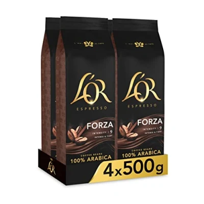 Imagen de L&#039;OR Espresso Forza Café en Grano Natural 100% Arábica Intensidad 9 4x500g Amazon Exclusive