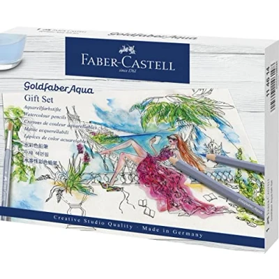 Imagen de Faber Castell Pitt Artist Goldfaber Aqua 114614 Juego, incluye rotulador, lápiz, bloc, sacapuntas, goma de borrar y pincel acuarela, talla única, color carbón, 12 unidad (paquete 1) (FC114614AZ)