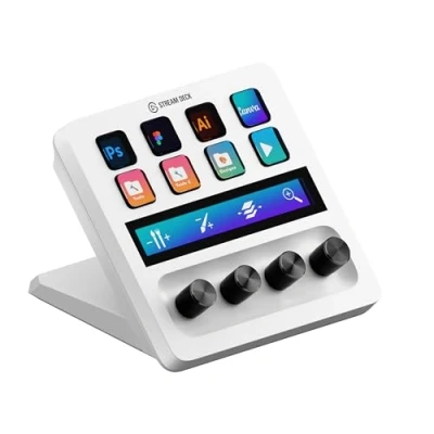 Imagen de Elgato Stream Deck + White, mezclador de audio, controlador directo y estudio para streaming, juegos, con banda táctil, diales, teclas LCD personalizables, funciona Mac, PC