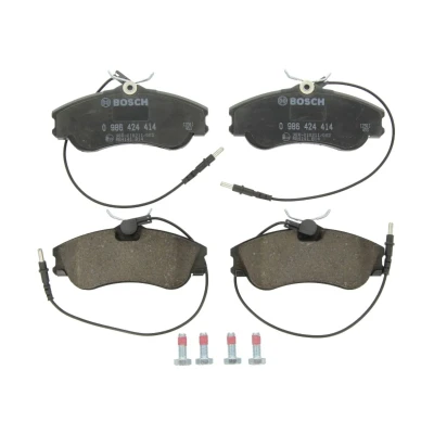 Imagen de BOSCH 0 986 424 414 Juego de pastillas freno Low Metallic con sensor desgaste incorporado Chapa antichirridos, tornillos accesorios
