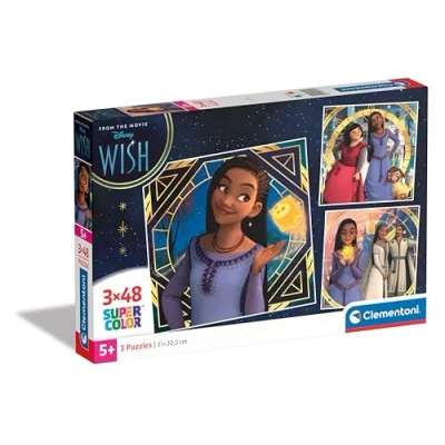 Imagen de Clementoni Disney Wish 3 Puzzles Infantiles De 48 Piezas, para Niños 5 7 Años, Desarrolla La Concentraciòn Mentàl Y Logica, 25310, Multicolor