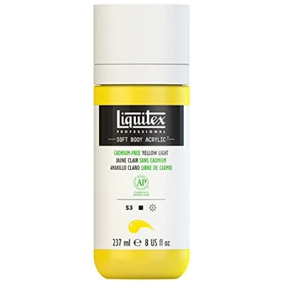 Imagen de Liquitex 1923889 Soft Body Pintura acrílica, sin cadmio, color amarillo claro, botella dosificadora de 237 ml