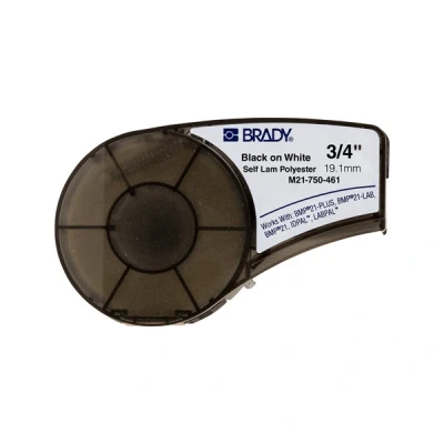 Imagen de Brady ( M21 750 461 AW ) Cinta de poliéster para BMP21 PLUS; LAB; 19.05 mm x 6.40 m Negro sobre blanco