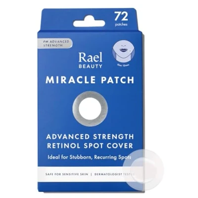 Imagen de Rael Pimple Patches, Miracle Retinol Spot Cover Hydrocolloid Acne Patch for Face, Absorbing Zits &amp; Blemishes, PM Advanced Treatment, Facial Sticker (72 Count)