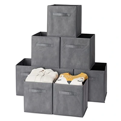 Imagen de MATANA 8 Cajas de Almacenamiento Plegables Contenedor Almacenamiento: Cesto Ropa, Juguetes Con Manijas Gabinete Resistentes 27.5 x 28 cm