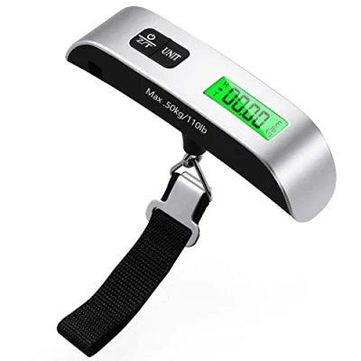 Imagen de Blendura Digital Pesa Maletas de Viaje Escala del Equipaje, LCD Portátil Bascula Medición Temperatura Función, 110 lb/50 kg Adecuado para Viajes al Aire Libre