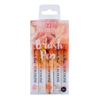Imagen de Ecoline Brush Pen Set de 5 Rotuladores Acuarela Líquida Tonos Beige Rosado Mezclables para Rotulación a Mano, Dibujo y Manualidades