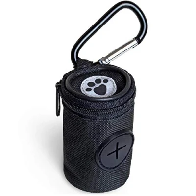 Imagen de iGadgitz Home U7168 Dispensador de Tela Bolsas Caca Perro, Soporte Excrementos Perros con Mosquetón Negro
