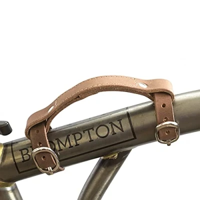 Imagen de London Craftwork Mini asa de Transporte Piel para Bicicleta Brompton Marco Bicicleta, Color marrón Claro