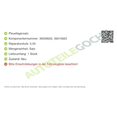 Imagen de KOLBENSCHMIDT 77976620 Juego de cojinetes biela 0,50 FIAT: Ducato III Bus, Furgón