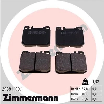 Imagen de ZIMMERMANN 29581.190.1 Juego de pastillas freno preparado para indicador desgaste Foto correspondiente a la entrega MERCEDES BENZ: UNIMOG