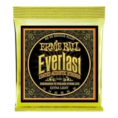 Imagen de Ernie Ball Everlast Extra Light Cuerdas para guitarra acústica, bronce 80/20, revestidas, calibre 10 50