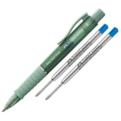Imagen de Faber Castell Bolígrafo Poly Ball View, mina XB (verde lily + minas)
