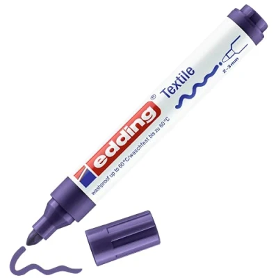 Imagen de edding 4500 marcador textil violeta caja de 10 punta redonda 2 3 mm rotuladores textiles permanentes para dibujar y caligrafiar sobre tejidos, resistentes a lavados hasta 60 C