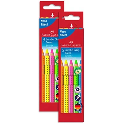 Imagen de Faber Castell 110994 Lápices de colores (5 unidades, gruesos, agarre ergonómico), neón