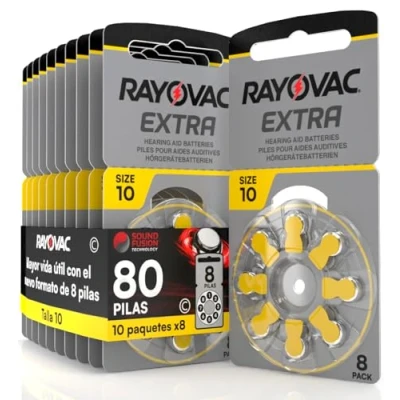 Imagen de 80 Pila para Audífonos Rayovac Extra 10. 10 Pack de 8 Unidades Baterías Audífono