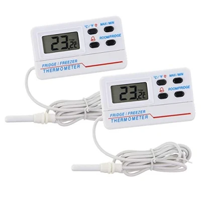 Imagen de Termómetro digital para frigorífico o congelador, 2 unidades, con alarma de advertencia temperatura y función máxima mínima cable 1,2 m, medidor del refrigerador monitorear
