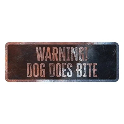 Imagen de D&amp;D Home, Panel de Avertición Atención al Perro, 40x13x0,3 cm, Versión en inglés, Fondo Negro, Señal Advertencia Metal Resistente óxido con Texto Divertido