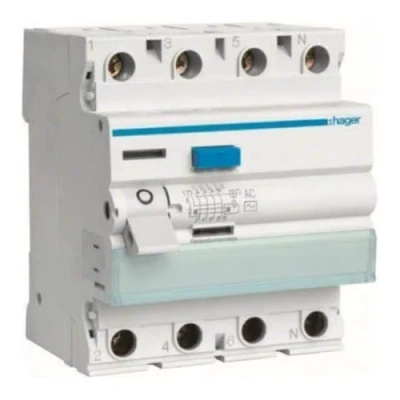 Imagen de Hager CDA425J Interruptor FI, 25 A, 30 mA, Tipo 4 Pines
